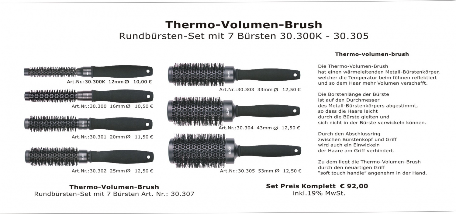Wilbert & Wilbert thermo volumen Rundbürsten Set Art.Nr.:30.307 7 ...