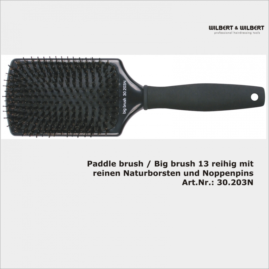 paddle brush / big brush 30.203N  Langhaarbürste mit Naturborsten / Wildschweinborsten